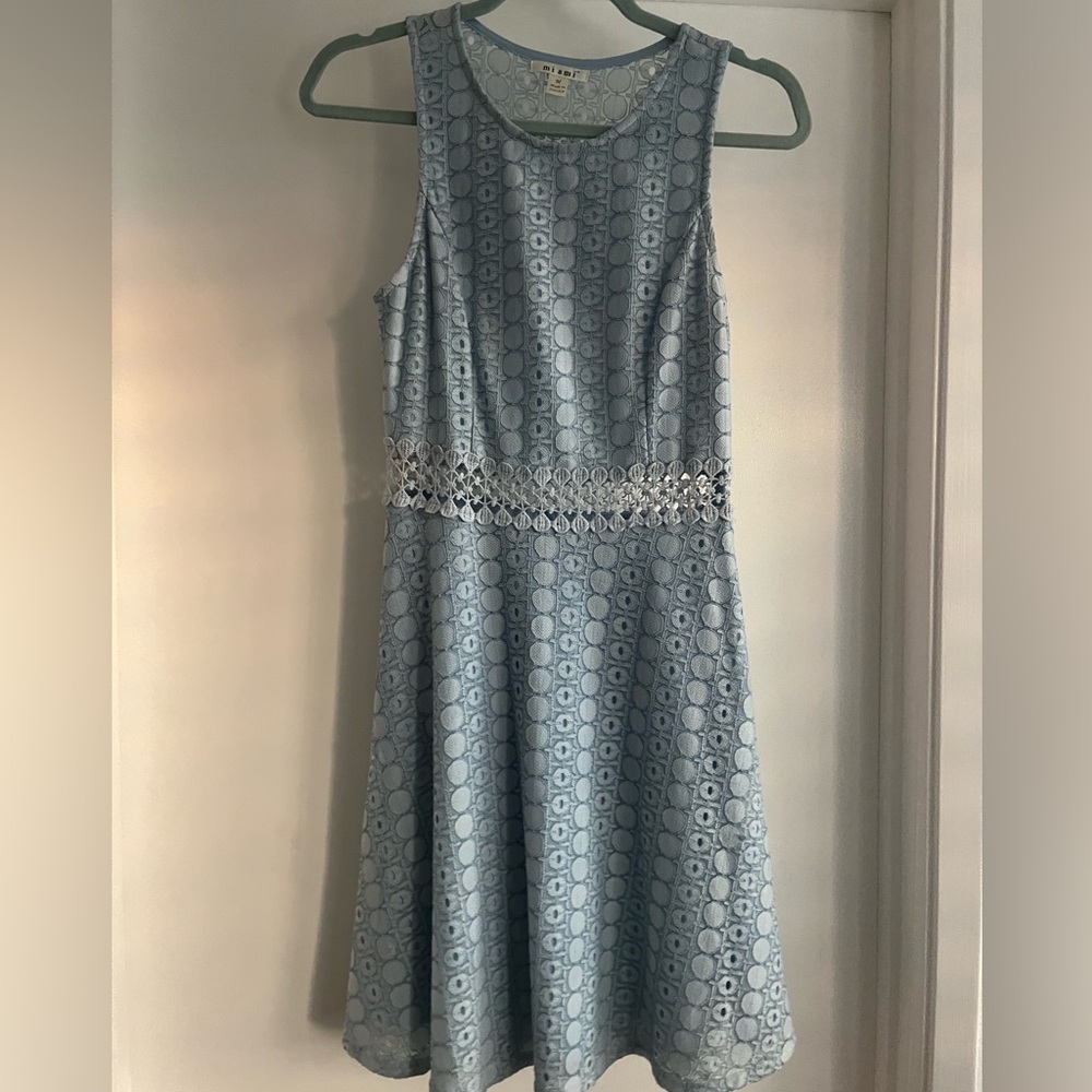 miami cut out light blue mini dress